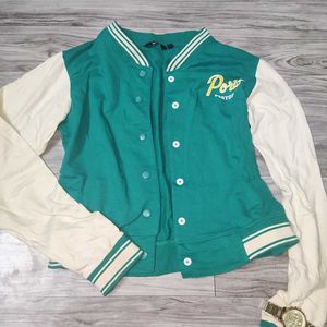 y2k green Portugal varsity jacket