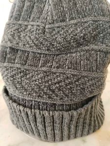 Grey Knit Beanie Hat