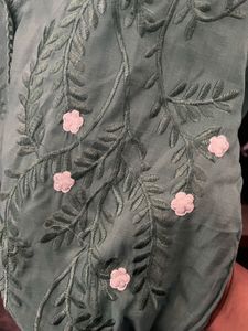 Green Embroidered Short Kurta