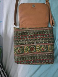 Vintage Printed Sling Bag with Adjustable Strap