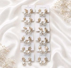 Chic Gold Disc &amp; Pearl Drop Earrings