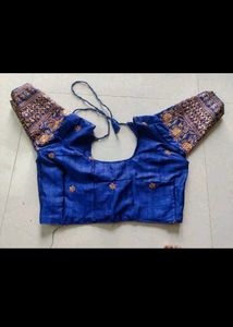 Royal Blue Embroidered Blouse