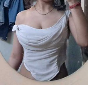 Ruched Drape Neck Corset Top