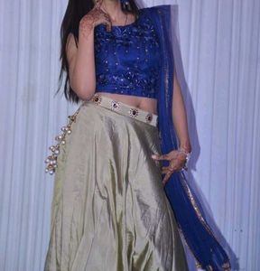 Blue &amp; Gold crop top skirt set