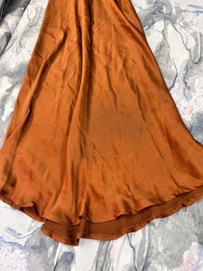 Elegant Orange Satin Slip Dress