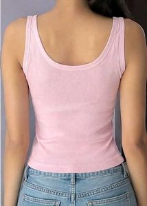 Pink Ribbed Button-Up Tank Top