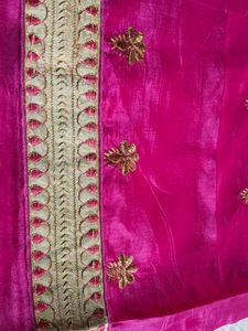Vibrant Pink Embroidered Saree