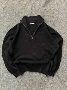 Black Pullover Half-Zip Sweater