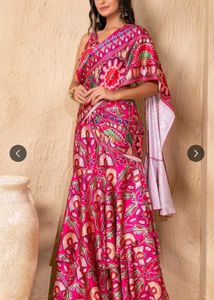 Vibrant Gujarati print double layer saree