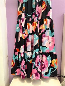 Black Floral Tiered Maxi Dress