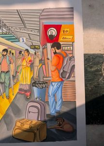 Railway Station Artwork/ Painting on sheet