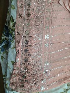 Elegant Peach Embellished Kurta Set