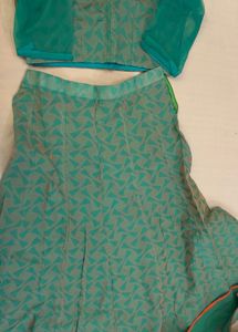 Stitched Green Printed Lehenga Choli Set