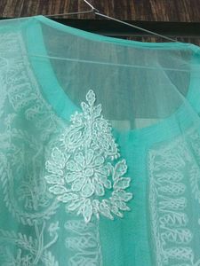 Beautiful Teal Chikankari Kurta