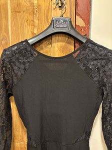 Elegant Black Lace Sleeve Dress