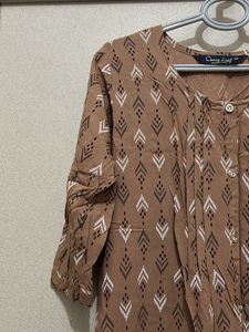 Brown Print Midi Dress