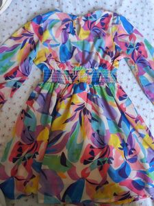 Vibrant Floral Print Long Sleeve Dress