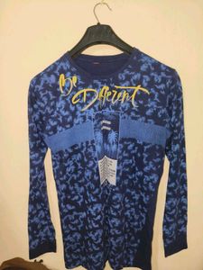 Men's Blue Graphic Print Long Sleeve T-Shirt