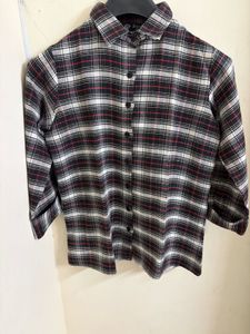 Stylish Black &amp; White Checkered Casual Shirt for W