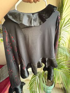 Elegant Black &amp; Red Embellished Blouse