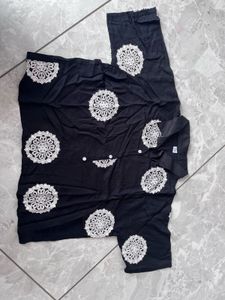 Stylish Black Kurta with White Embroidery