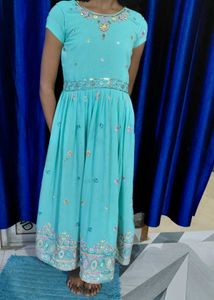 Teal Embroidered Ethnic frock