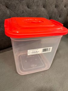 Square Food Storage Container with Red Lid