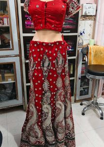 Stunning Red Embroidered Lehenga Choli Set