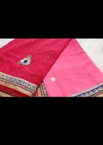 Pink Saree with Embellishments