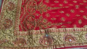 Red Heavy Work Stone Gorgeous Saree