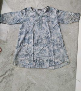 Blue & White Printed Kurta