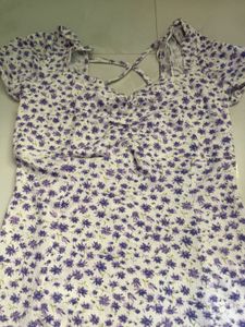 lavender Floral Print Mini Dress
