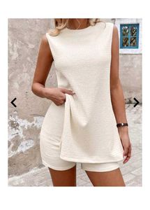 Chic Cream Sleeveless Top & Shorts Set