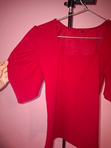 Vibrant Red Square Neck Top
