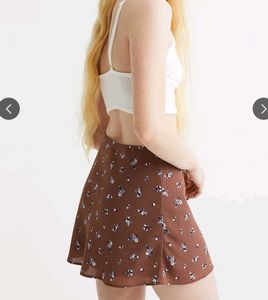 Brown Floral Mini Skirt