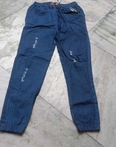 Distressed Denim Joggers