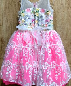 Pink Barbie Party Frock For Girls