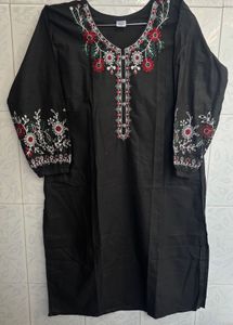 Elegant Embroidered Black Kurta