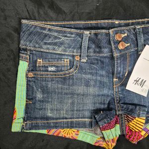 low waist Unique Patchwork Denim Shorts y2k