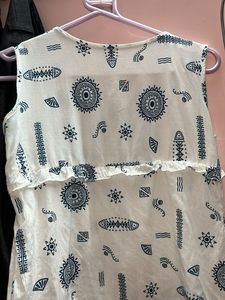 Boho Print Sleeveless Kurta Top