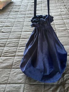 Navy Velvet Drawstring Bag