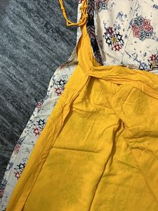 Double Layered Yellow White Kurta