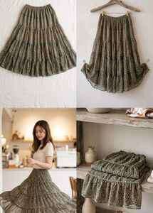 Chic Floral Tiered Midi Skirt