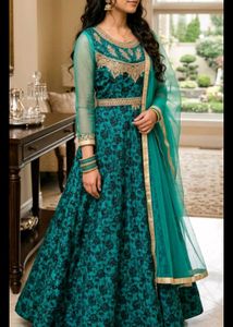 Elegant Teal Anarkali Dress