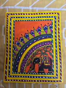 Hand-painted Indian Folk Art Canvas