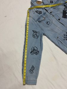 Denim Jacket with Graphic Prints