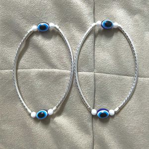 Evil Eye Anklets - Silver Tone
