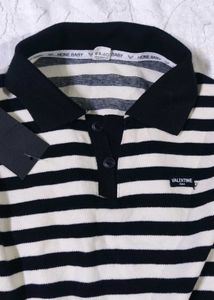 Striped Sleeveless Polo Top