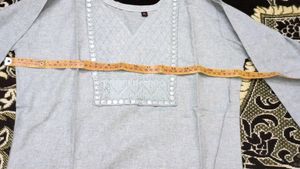 Kurti Grey 1 mirror &amp; Embroidery work/fancy/