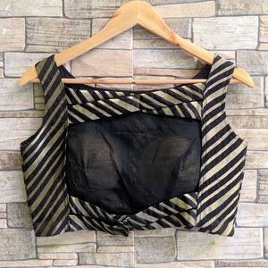 Elegant Black &amp; Gold Striped Blouse